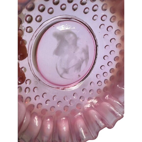 Fenton Vintage Pink Ruffled Glass Bowl With Hobnail Design - Picture 4 of 6
